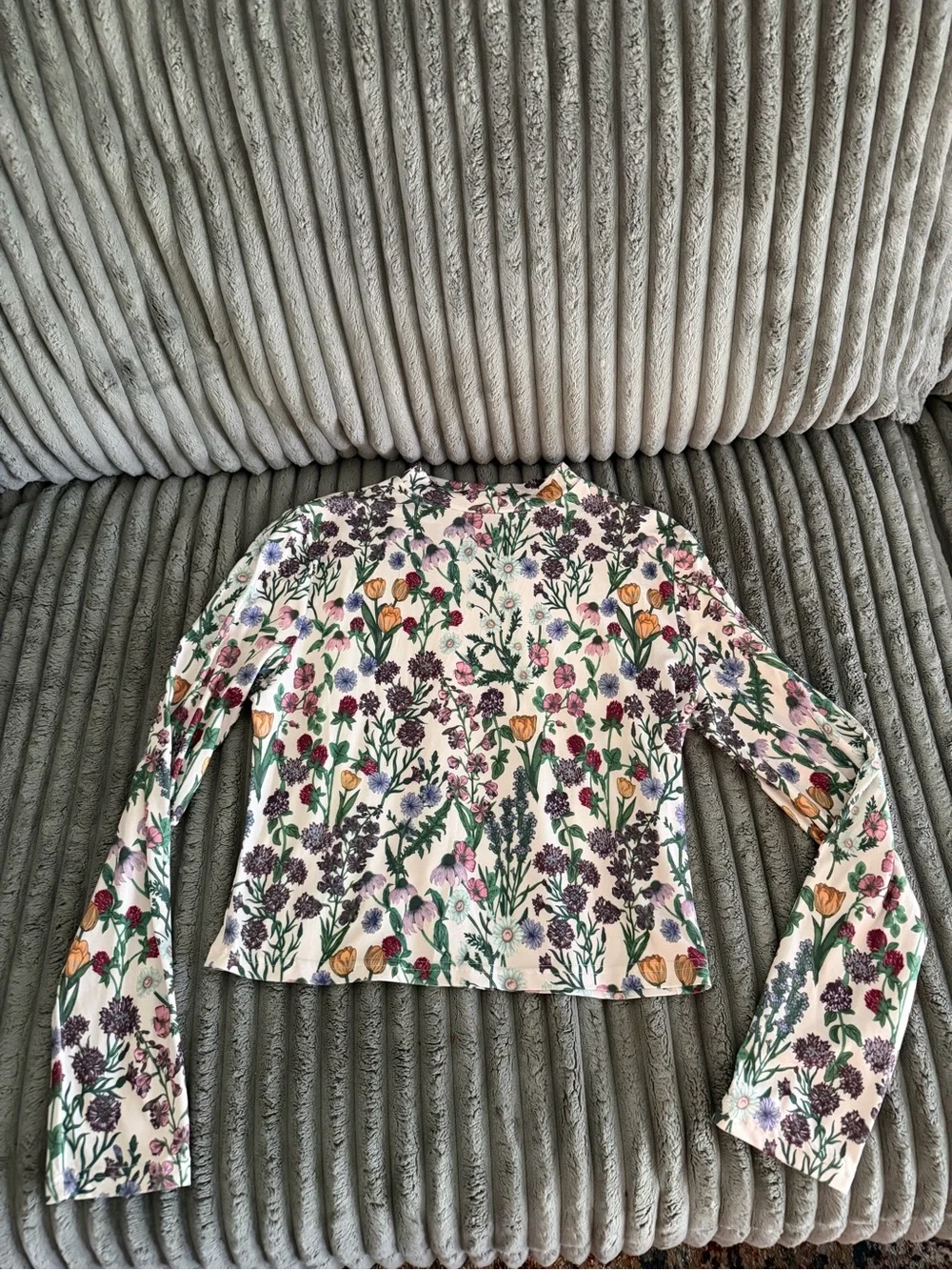 Cider Floral Long-Sleeve Women's Top in Cream and Multicolor - Picture 1 of 3